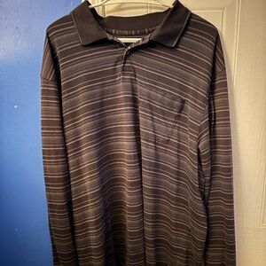 Van Heusen Men's Polo Shirt - Dark Gray Stripes